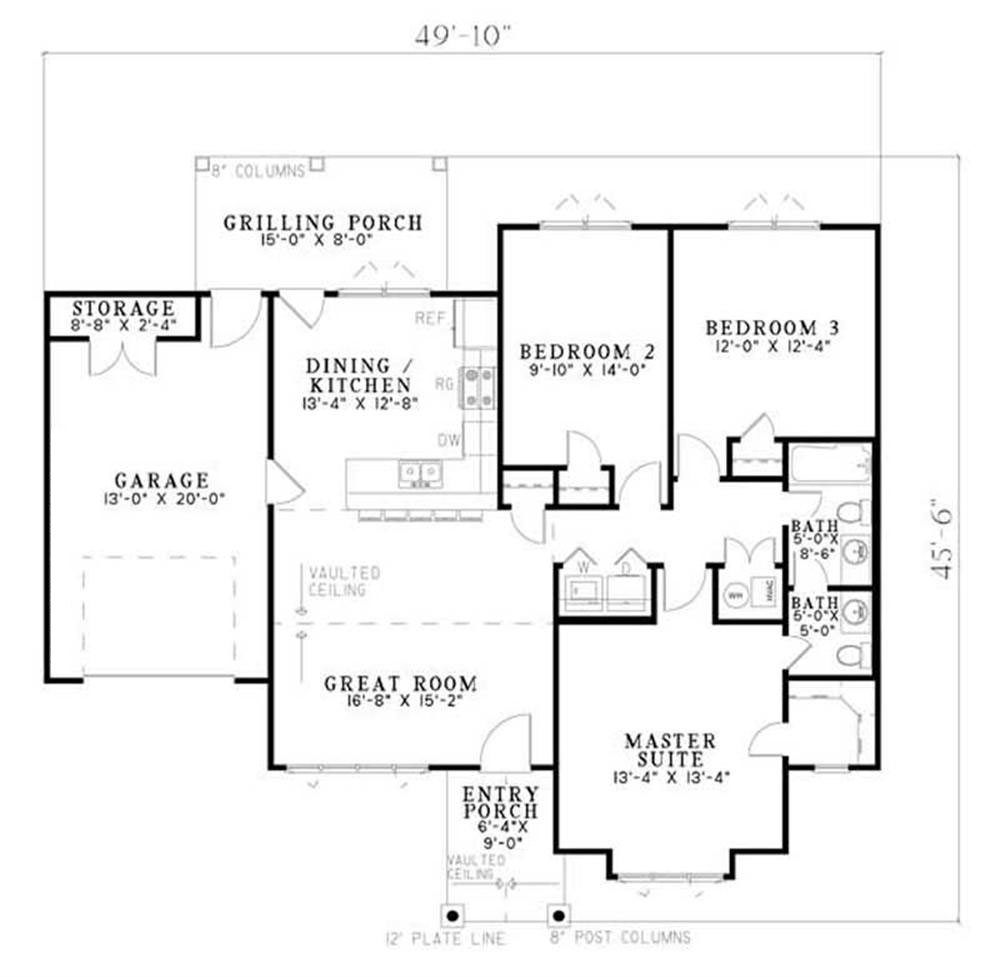 Floor Plan First Story of Vacation Homes Plan #153-1718